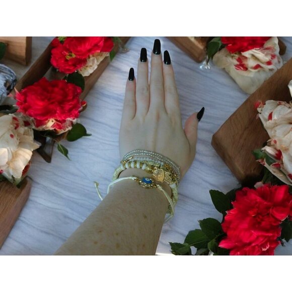 Boho Evil Eye Hamsa Beaded Bracelet Set - Adjustable - New - Witchcore Ethereal - Picture 5 of 13